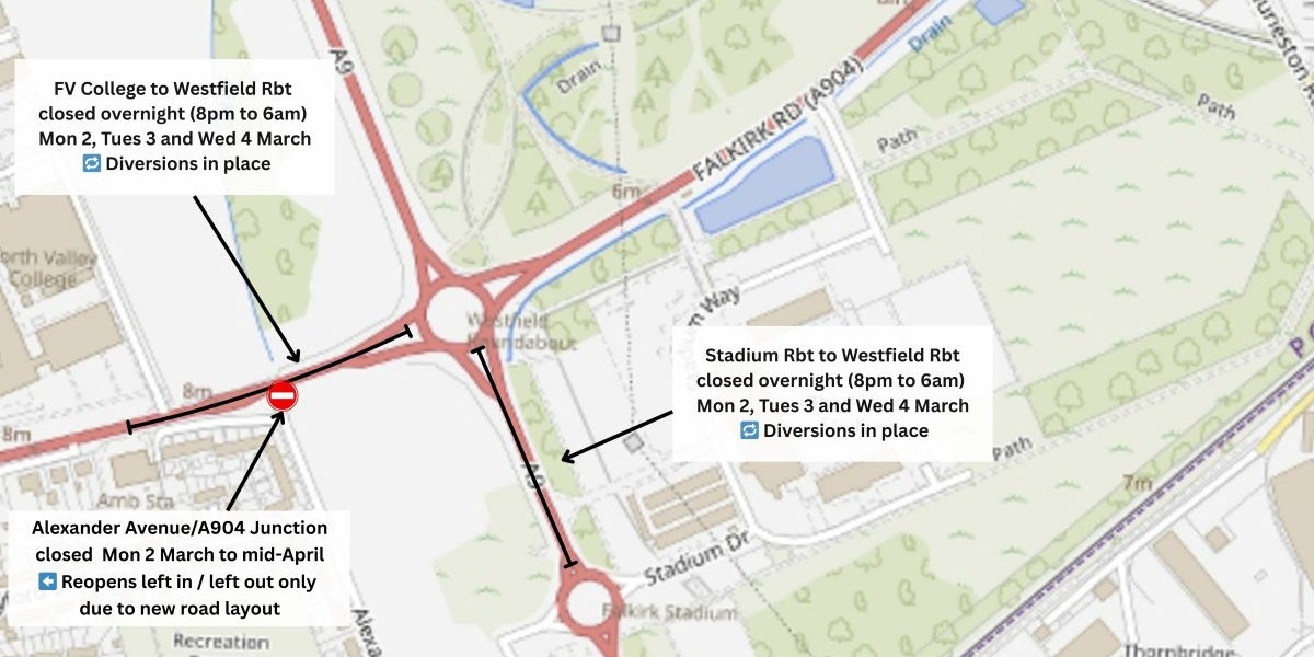 📷 Overnight road closures and changes in early March 2026. 