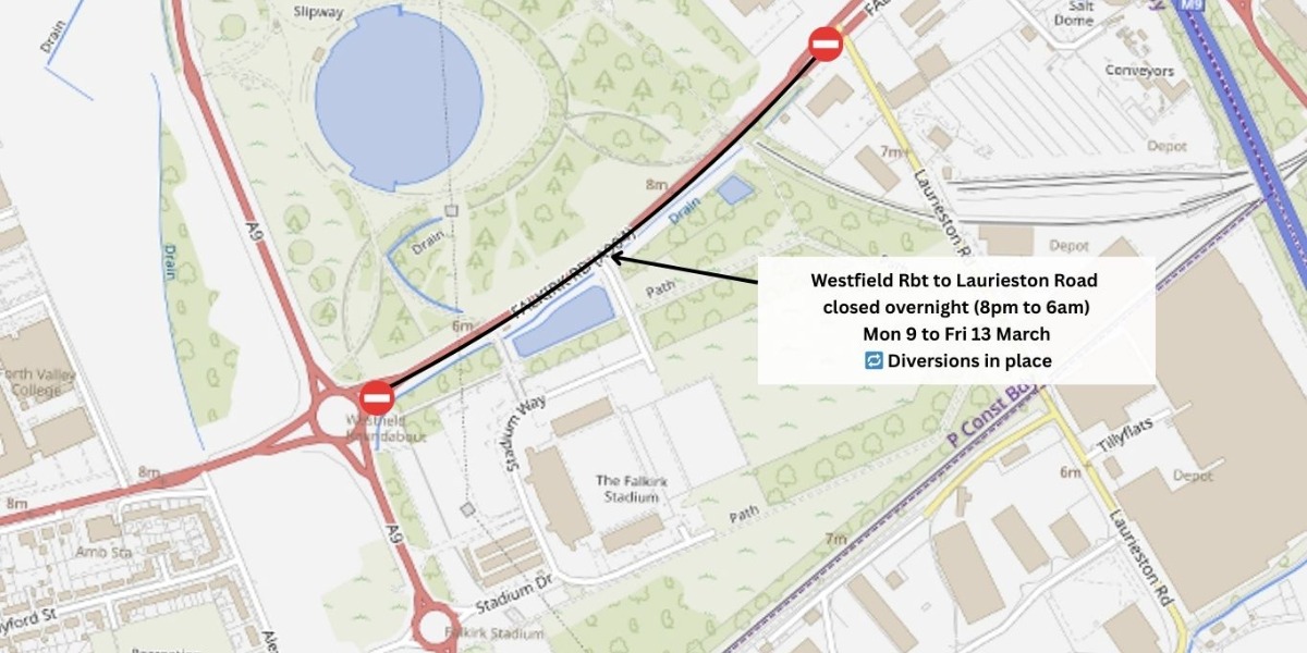 📷 The A904 between Westfield Roundabout and Laurieston Road will be closed overnight in both directions, for up to five nights.