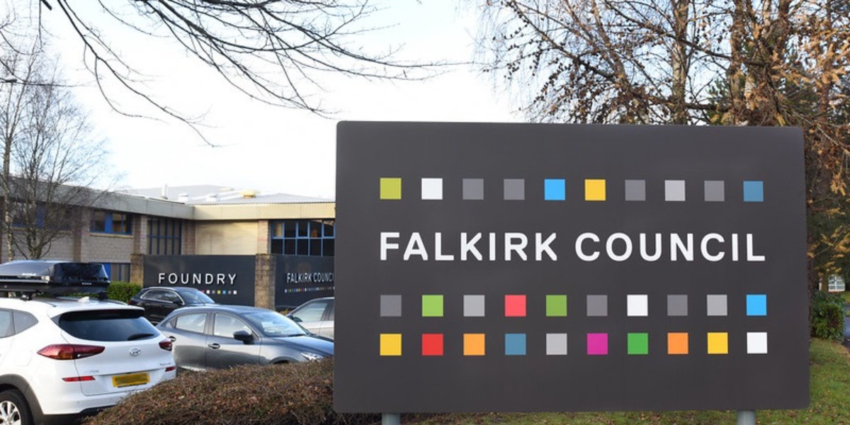 📷 Falkirk Council sign at the Foundry office.