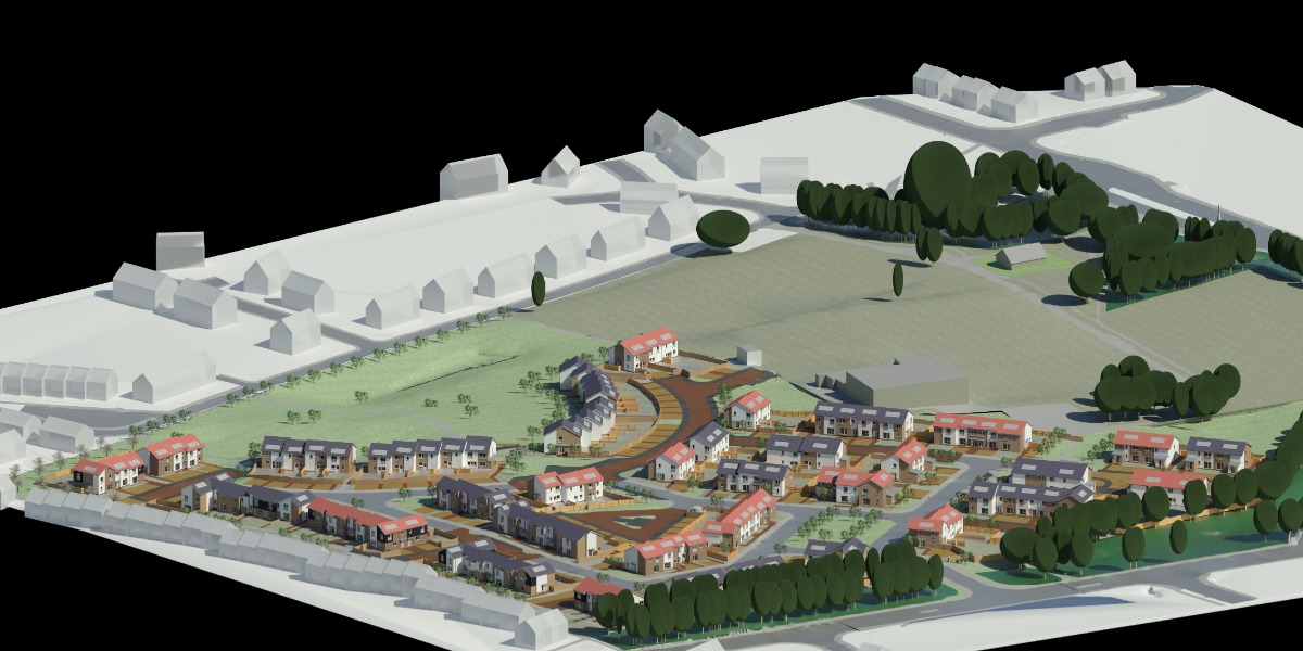 📷 Artist's impression of the new development at the old Denny High school site which will deliver 137 high quality homes for social rent.