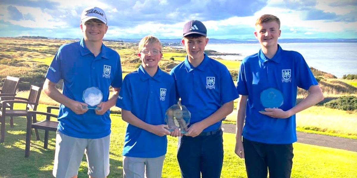 📷 Adam (S5), Zac (S3), Luke (S3), and Ruari (S4), represented Larbert High School from 14 to 16 September at Ladybank Golf Club.